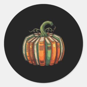 Halloween Teacher Shirts Fall Pumpkin Fall Book Sh Classic Round Sticker