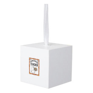 Halloween Teacher Spooktacular Ghost Books Vintage Cube Ornament