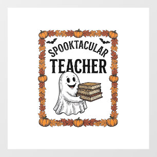 Halloween Teacher Spooktacular Ghost Books Vintage Floor Decals