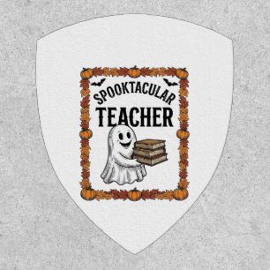 Halloween Teacher Spooktacular Ghost Books Vintage Patch