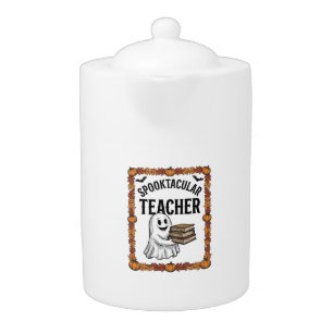Halloween Teacher Spooktacular Ghost Books Vintage Teapot