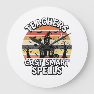 Halloween Teacher Spooky Smarts Large Clock