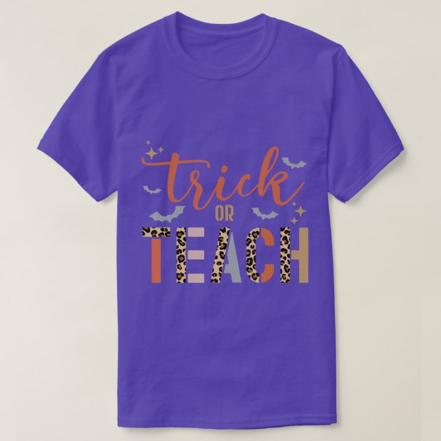 Halloween Teacher Trick Or Teach Leopard Costume W T-Shirt (Design Front)