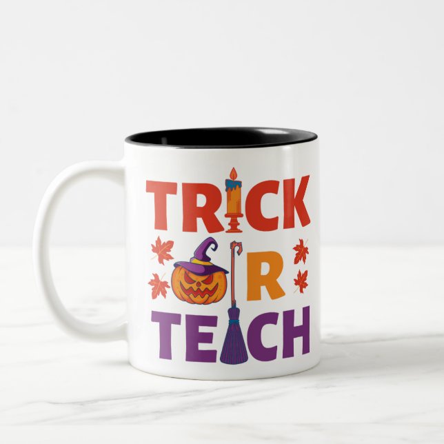 Halloween Teacher Trick Or Teach Two-Tone Coffee Mug (Left)
