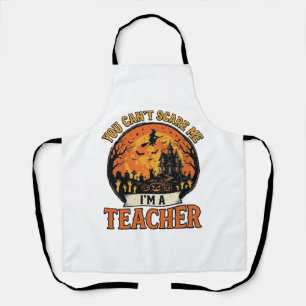 Halloween Teacher Vintage Funny Spooky School Desi Apron
