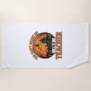 Halloween Teacher Vintage Funny Spooky School Desi Beach Towel