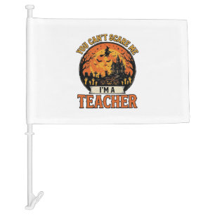 Halloween Teacher Vintage Funny Spooky School Desi Car Flag