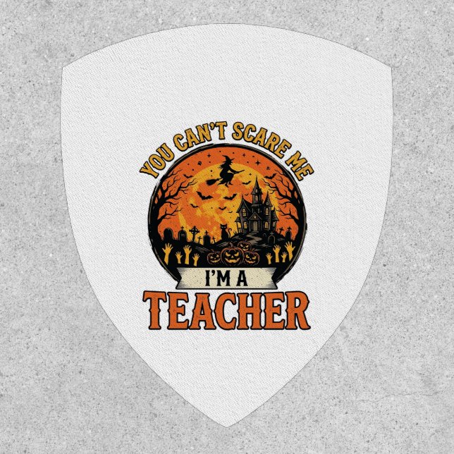Halloween Teacher Vintage Funny Spooky School Desi Patch (Front)