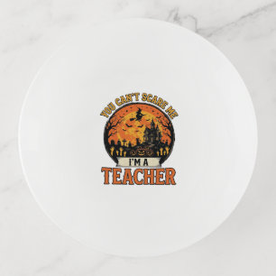 Halloween Teacher Vintage Funny Spooky School Desi Trinket Tray