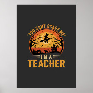 Halloween Teacher Witch Cat Design Poster