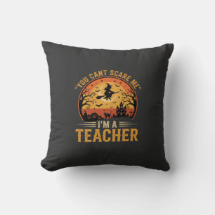 Halloween Teacher Witch Cat Design Throw Pillow