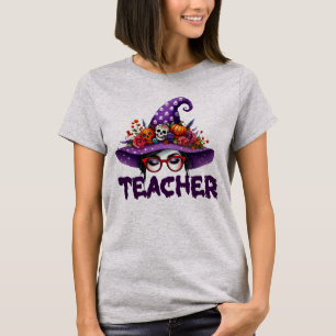 Halloween Teacher Witch Hat Tshirt