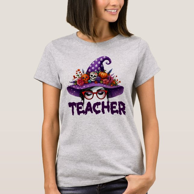 Halloween Teacher Witch Hat Tshirt (Front)