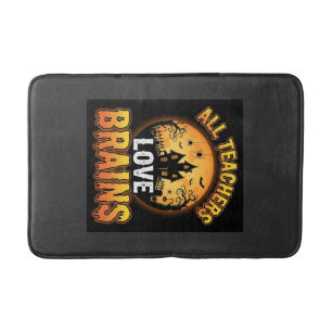 Halloween Teacher Zombie Brains Horror Moon Design Bath Mat