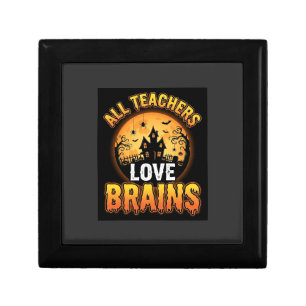Halloween Teacher Zombie Brains Horror Moon Design Gift Box