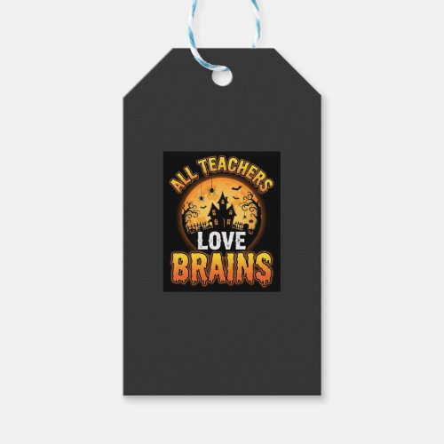 Halloween Teacher Zombie Brains Horror Moon Design Gift Tags