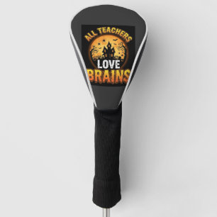 Halloween Teacher Zombie Brains Horror Moon Design Golf Head Cover