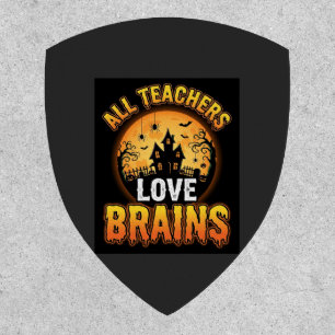 Halloween Teacher Zombie Brains Horror Moon Design Patch