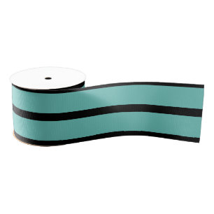 Halloween Teal and Black Striped Ribbon