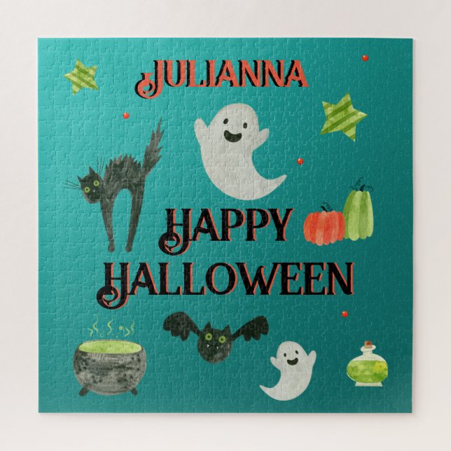 Halloween Teal and Green Jigsaw Puzzle (Vertical)