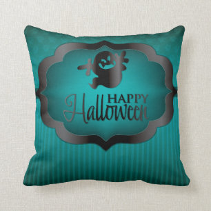 Halloween teal ghost throw pillow