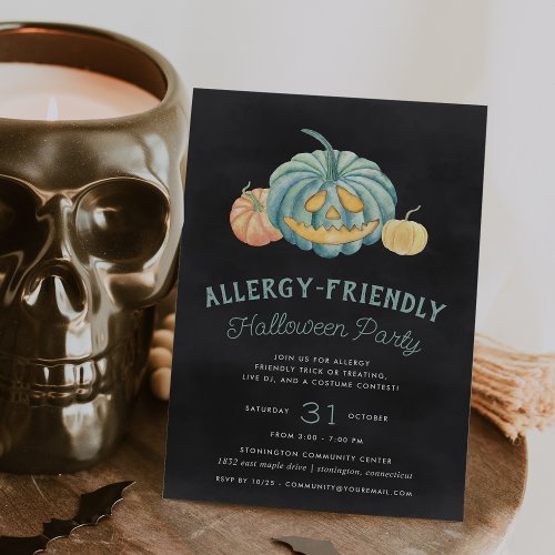 Halloween Teal Pumpkin Allergy Friendly Party Invitation