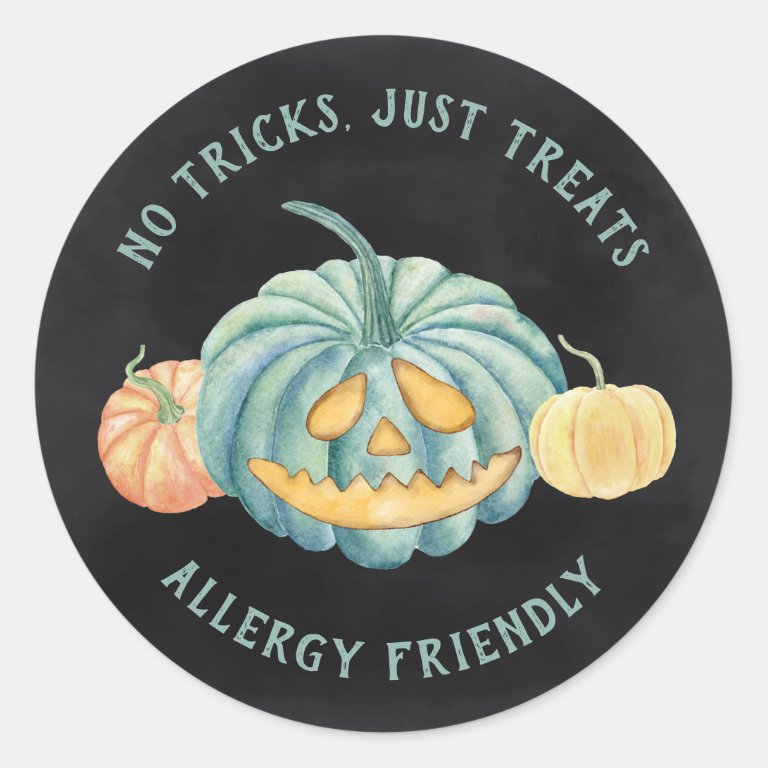 Halloween Teal Pumpkin Allergy Friendly Treats Classic Round Sticker