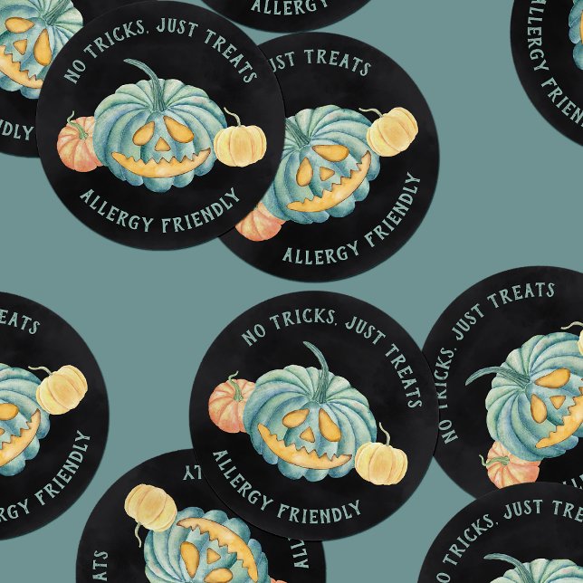 Halloween Teal Pumpkin Allergy Friendly Treats Classic Round Sticker (Creator Uploaded)