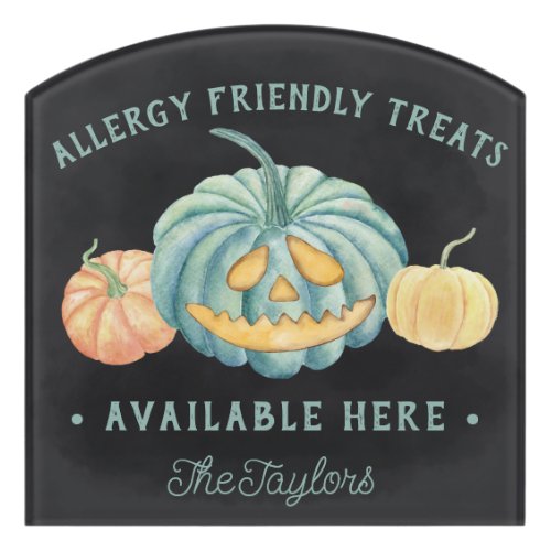 Halloween Teal Pumpkin Allergy Friendly Treats Door Sign