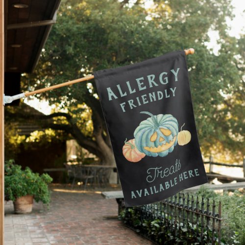 Halloween Teal Pumpkin Allergy Friendly Treats House Flag