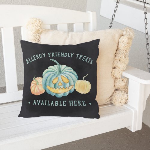 Halloween Teal Pumpkin Allergy Friendly Treats Outdoor Pillow
