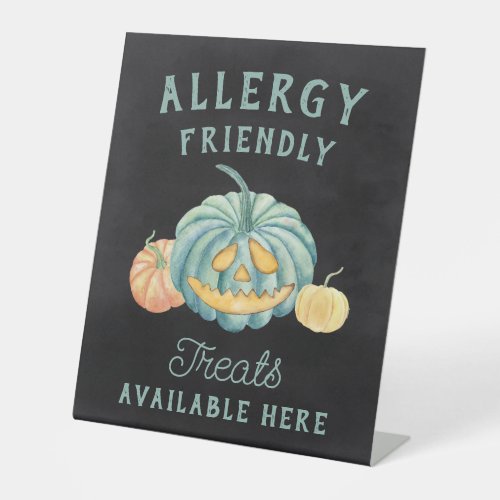 Halloween Teal Pumpkin Allergy Friendly Treats Pedestal Sign