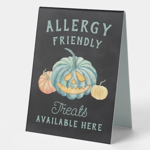 Halloween Teal Pumpkin Allergy Friendly Treats Table Tent Sign