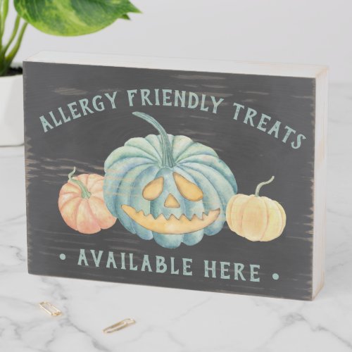 Halloween Teal Pumpkin Allergy Friendly Treats Wooden Box Sign