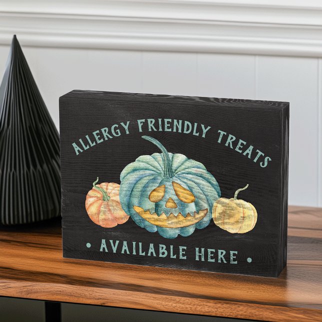 Halloween Teal Pumpkin Allergy Friendly Treats Wooden Box Sign (Creator Uploaded)