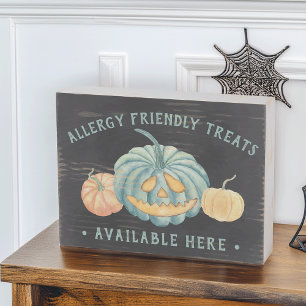 Halloween Teal Pumpkin Allergy Friendly Treats Wooden Box Sign