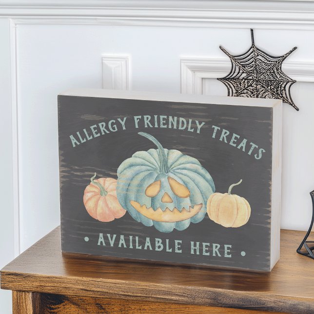 Halloween Teal Pumpkin Allergy Friendly Treats Wooden Box Sign (Creator Uploaded)