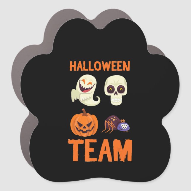 Halloween Team Skeleton Pumpkin Ghost Spider Spook Car Magnet (Front)