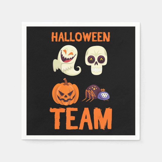 Halloween Team Skeleton Pumpkin Ghost Spider Spook Napkins (Front)