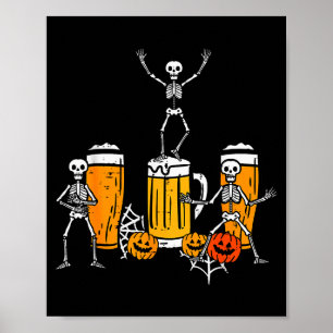 Halloween Team Skeletons Dancing Funny Costume Par Poster