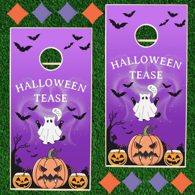 Halloween Tease Ghost Pumpkin Creepy Spooky Custom Cornhole Set (Creator Uploaded)