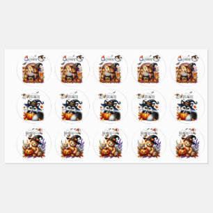 Halloween Teddy Bear Wizard Holiday Kids' Labels