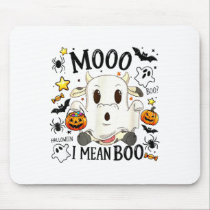 Halloween Tee Funny Moo I Mean Boo Cute Cow Spooky Mouse Pad