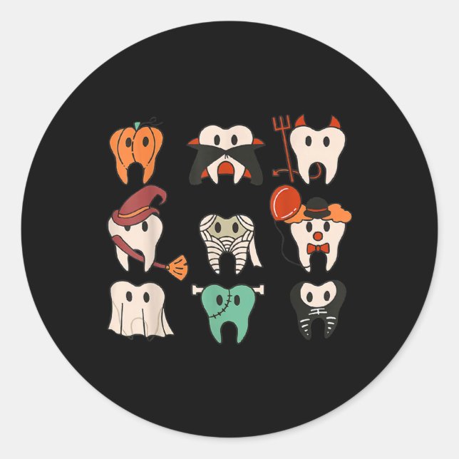 Halloween Teeth Spooky Halloween Dentist Quote  Classic Round Sticker (Front)