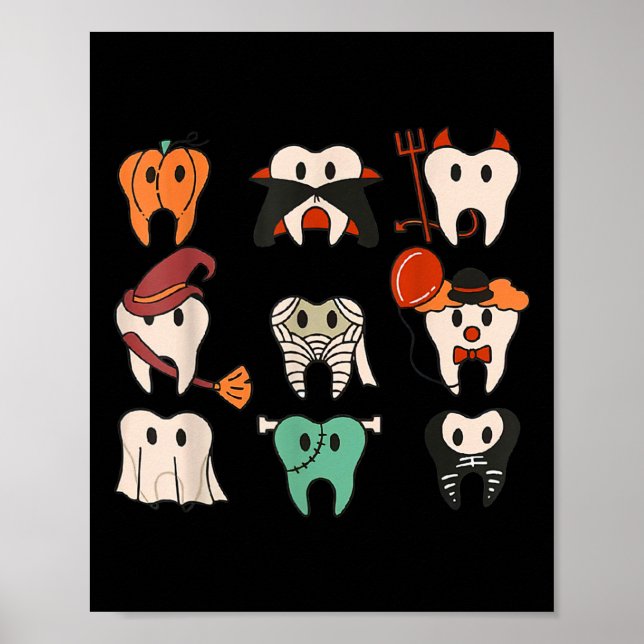 Halloween Teeth Spooky Halloween Dentist Quote  Poster (Front)