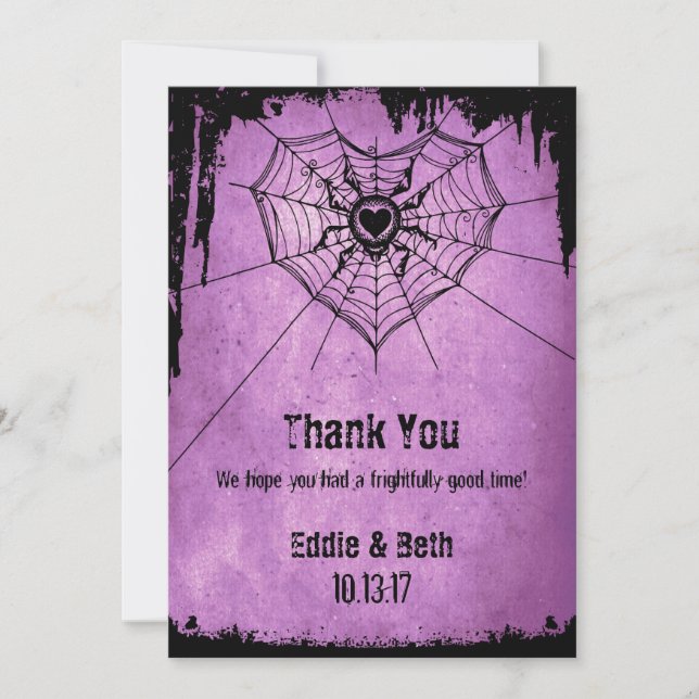 Halloween Thank You card with spider (Front)