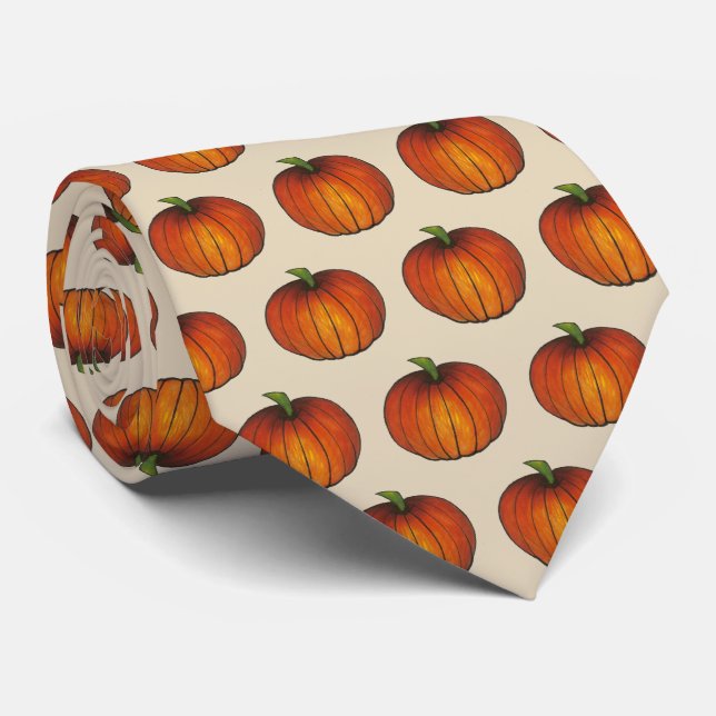 Halloween Thanksgiving Autumn Harvest Fall Pumpkin Neck Tie (Rolled)