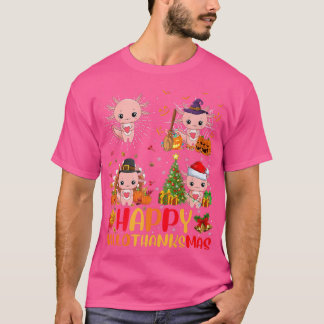 Halloween Thanksgiving Christmas Aolotl Hallothank T-Shirt