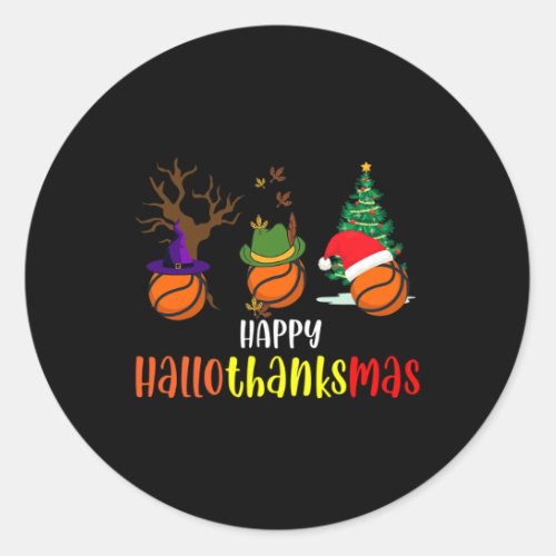 Halloween Thanksgiving Christmas Basketball Hallot Classic Round Sticker