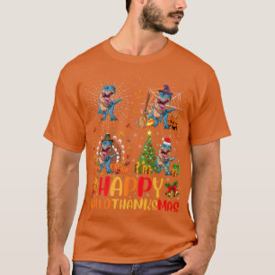Halloween Thanksgiving Christmas Dinosaur Hallotha T-Shirt